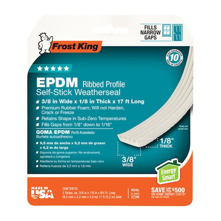 Frost King Frost King White EPDM Rubber Foam Weather Seal For Doors and Windows 17 ft. L X 0.13 in. V23WA